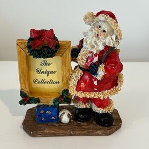 Vintage Santa picture frame resin with wood base Christmas holiday decor